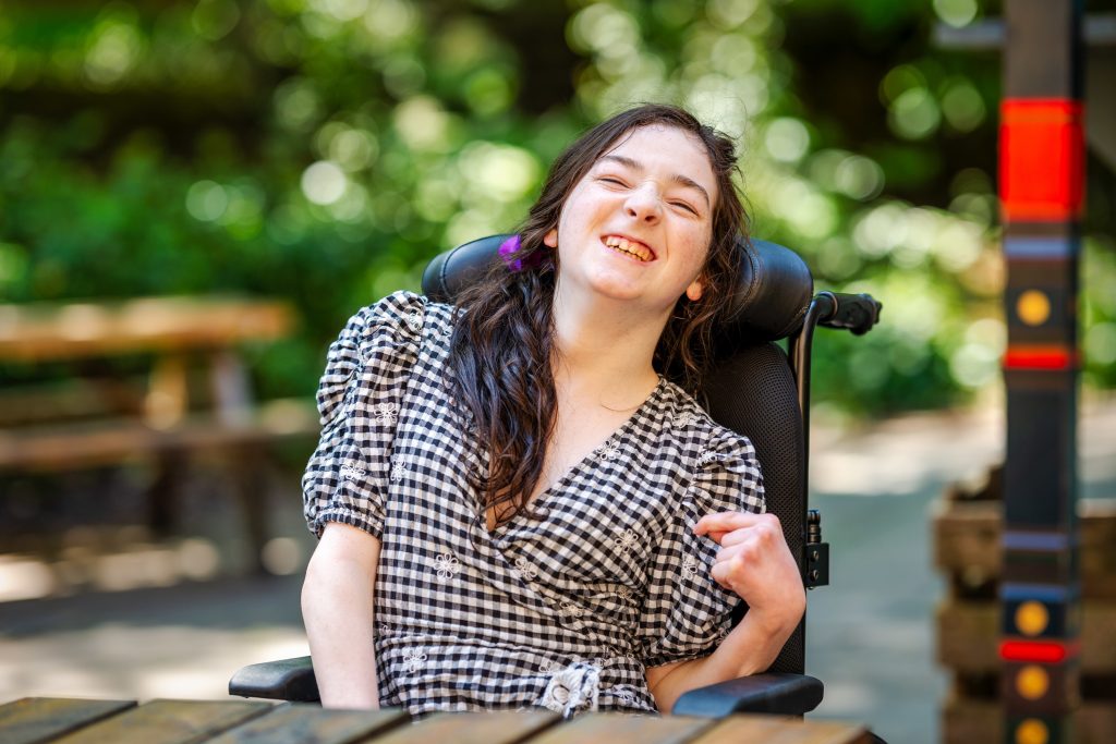 Participant at Paragon event in Glasgow's west end. Paragon are a disability music charity.